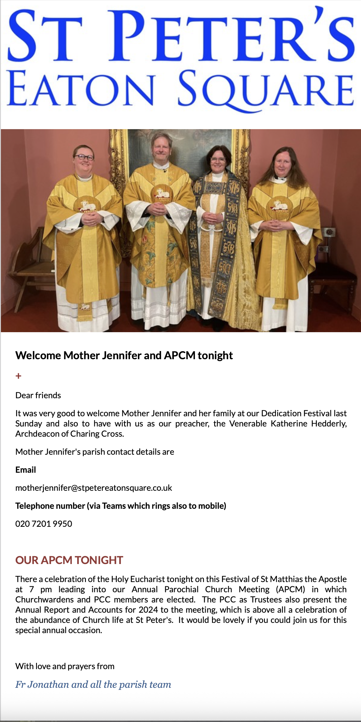 Welcome Mother Jennifer