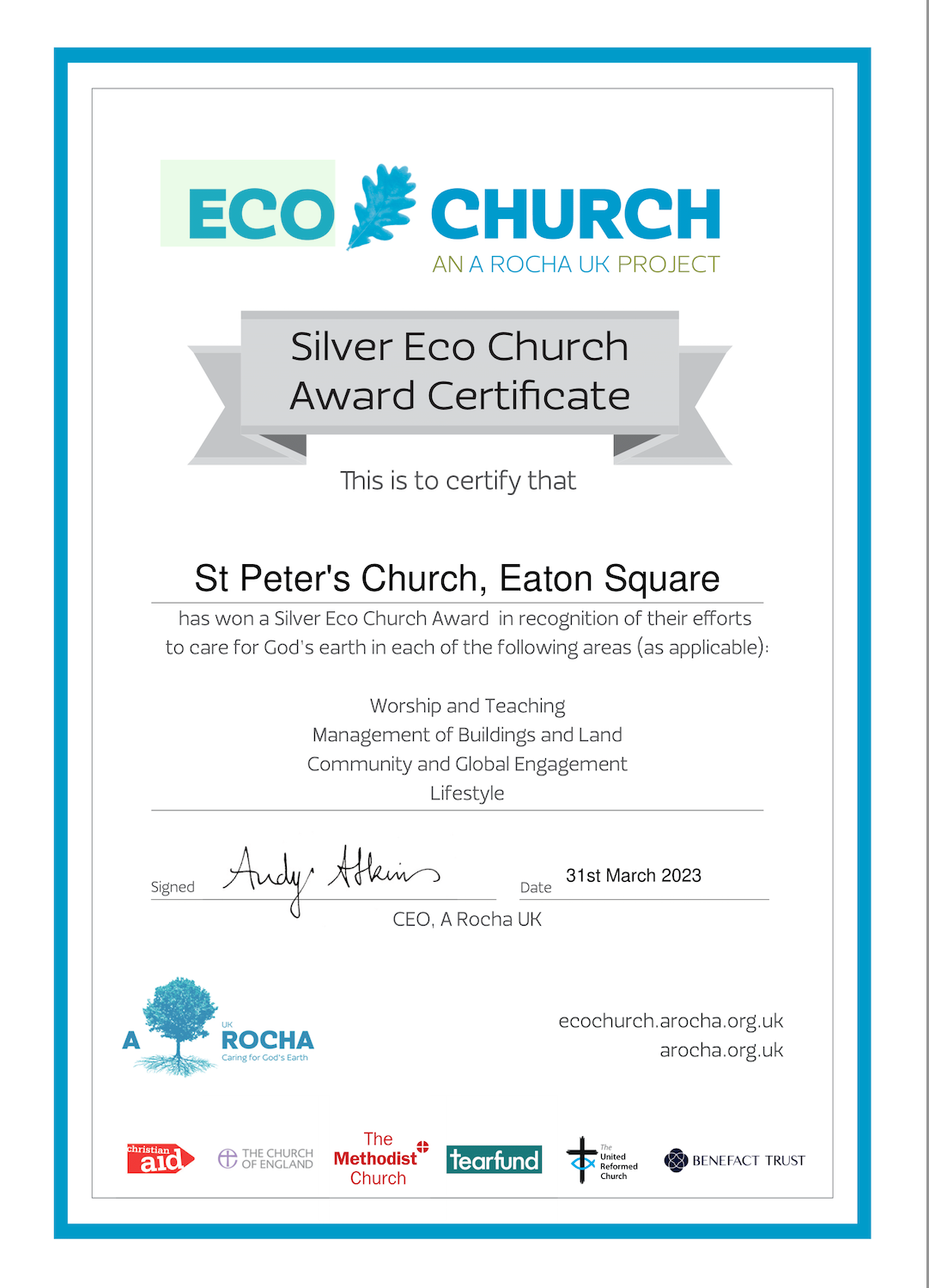 St Peter's has earned a Silver award with Eco Church!