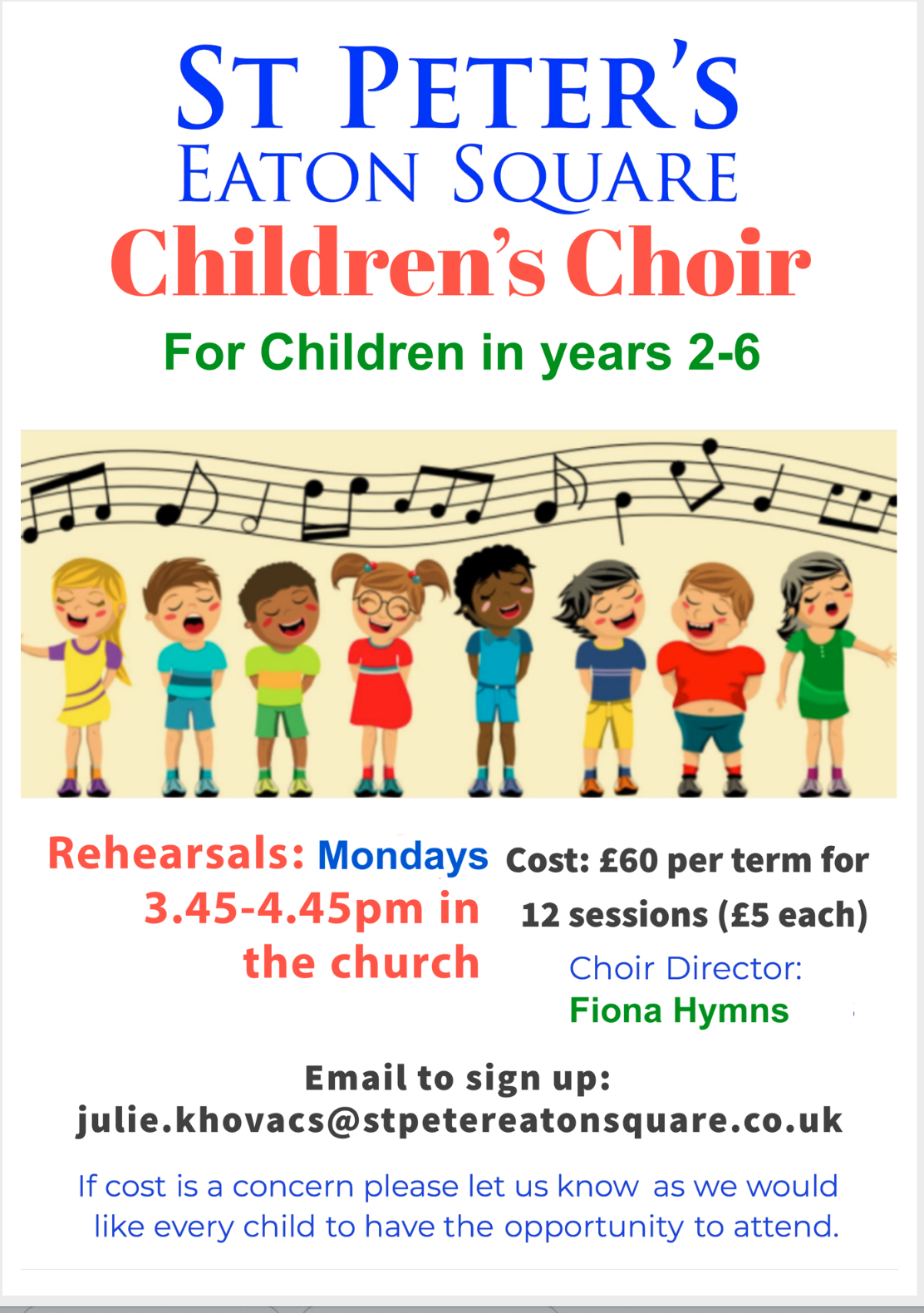 The Children's Choir is up and running.  All children years 1-6 are welcome to join!
